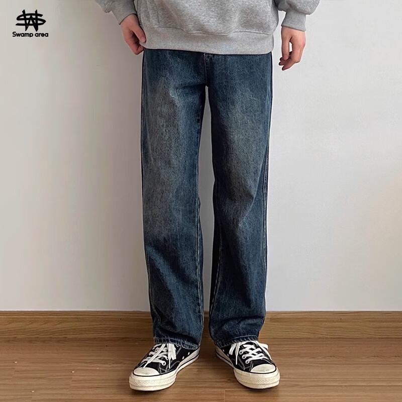 

SWAMP AREA Men s Vintage Washed Straight Leg Jeans L