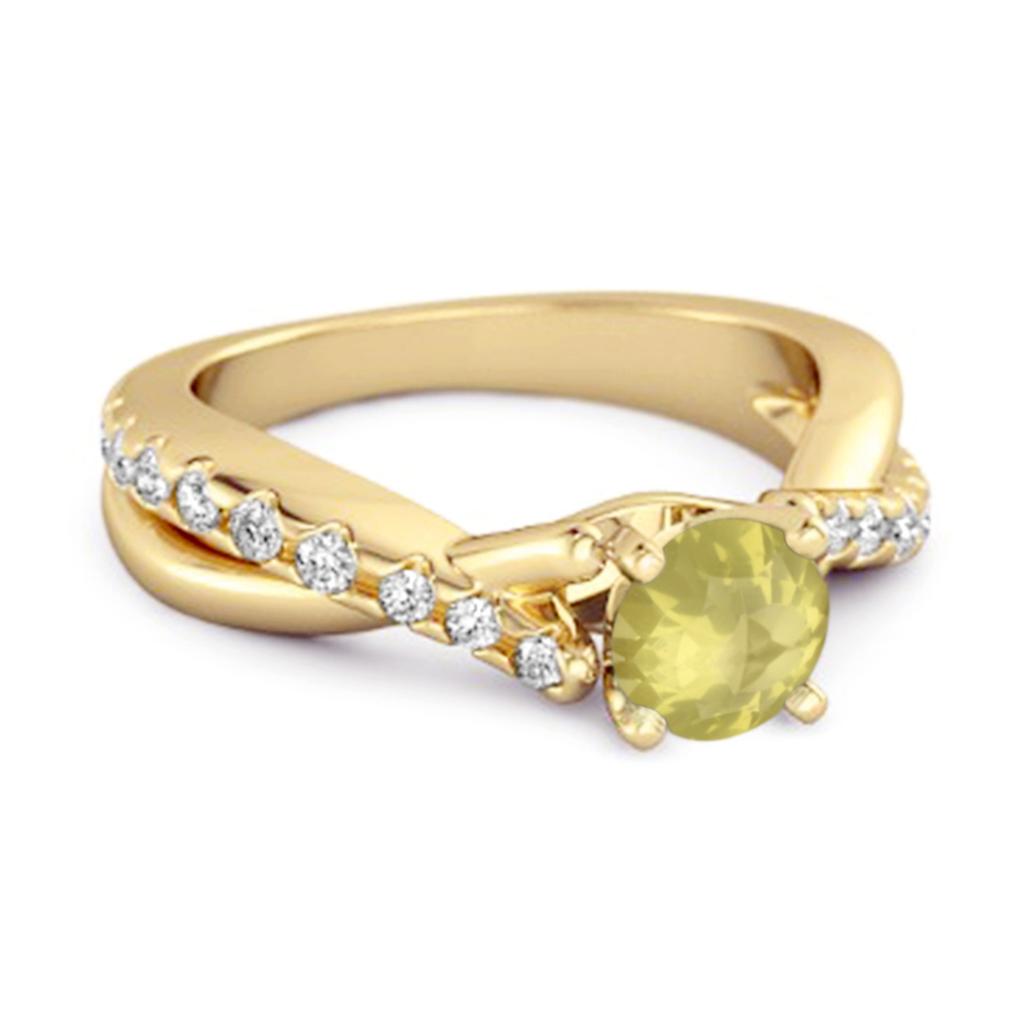 Lemon Quartz Crisscross Stackable Ring - 925 Sterling Silver Gold Vermeil
