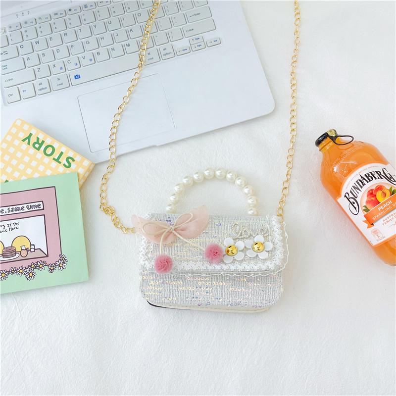 Adorable Mini Pearl Handbag For Girls Charming Chain Shoulder Bag For Children
