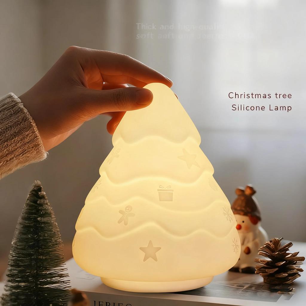 Snowtree Design Rechargeable Silicone Night Light Touch Control Winter Home Gift Novelty Ambient Lamp for Bedside Holiday Decor