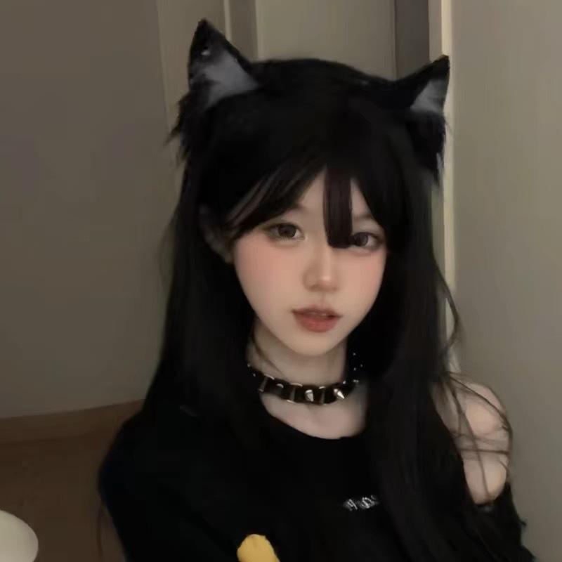 Schwarze Katzenohren Kopfschmuck Stirnband Damen Haarnadel Plüsch Tierohren Haaraccessoires Cos Niedliche Haarnadel Lolita Stirnband