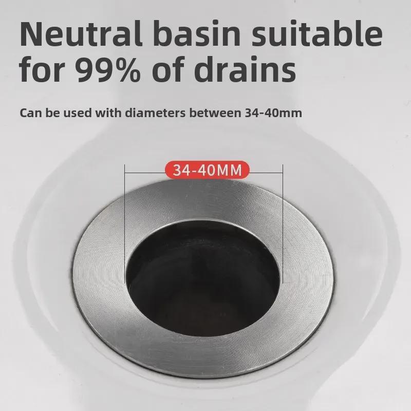 Push Filter Sink Drain Plug with Leak-Proof Basin Bounce Core