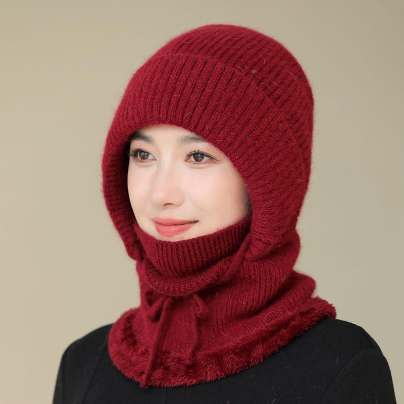 

Зимняя флисовая подкладка, утолщенная теплая цельная шапка и шарф, вязаная шерстяная шапка для велоспорта для мамы, ветрозащитная снежная шапка