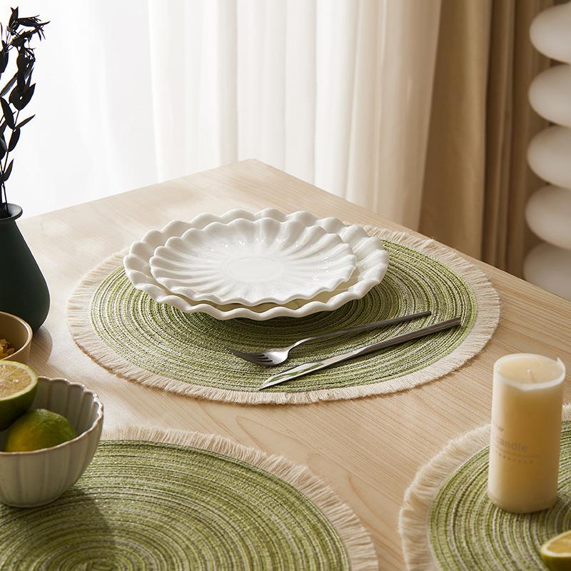 1pc Hot Selling Fringe Eco-friendly Household Non-Slip Heat-Resistant Morden Style Table Placemat Washable Mat For Dining Table