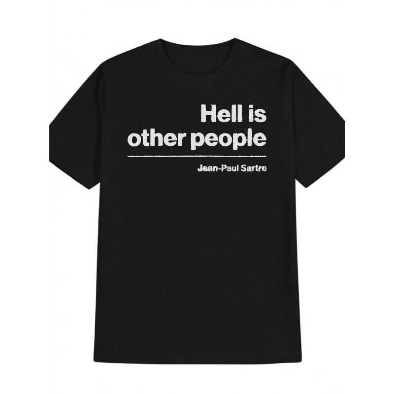 European size Fun Print Casual Round-neck T-shirt, Trendy Art Style Men s T-shirt, Vintage Collage Style, Men s Top S чёрный