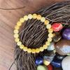 Xiyin Citrine Beaded Bracelet: Yellow Stripe Crystal Handmade Elastic Design
