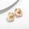 Colorful Flower Resin Acrylic Charms Earring Gold Color Circle Ear Buckle Hoop Earrings Fashion Jewelry for Women