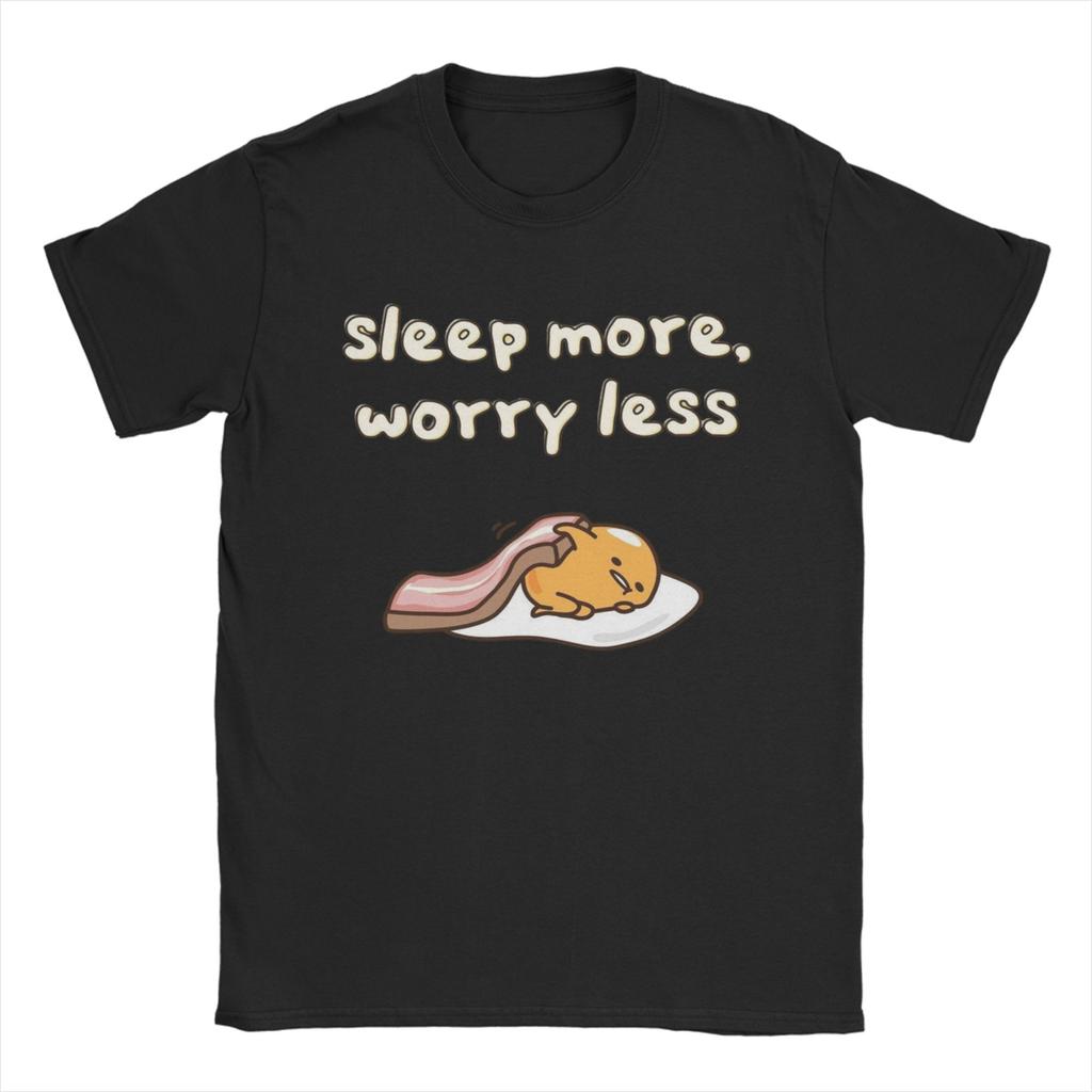 Gudetama Work Hard Sleep Harder  T Shirts  100% Cotton Clothing Crazy Short Sleeve Round Collar Tee Shirt Printed T-Shirt