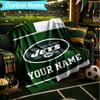 1PC Custom Name Blanket Jets Football Flannel Blankets Patterns Throw Blanket All-Season Soft Gift for Couch, Bed, Camping, Birthday Gifts