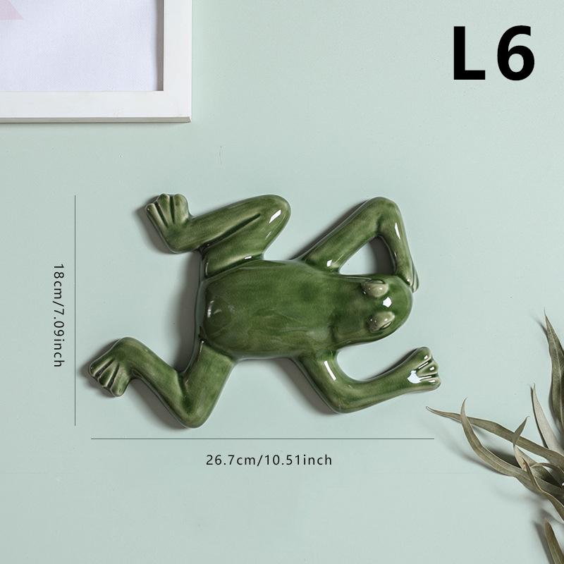 Nordic Style Ceramic Frog Wall Hanging Ornaments Living Room Background Display Crafts 3D Frog Wall Hanging Decoration