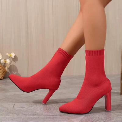 Automne Nouveauté Mode Femme Tricoté Marque Designer Bottes pour Femmes 2024 Sexy Pointues Stripper Banquet Fête Bottines à Talons Hauts