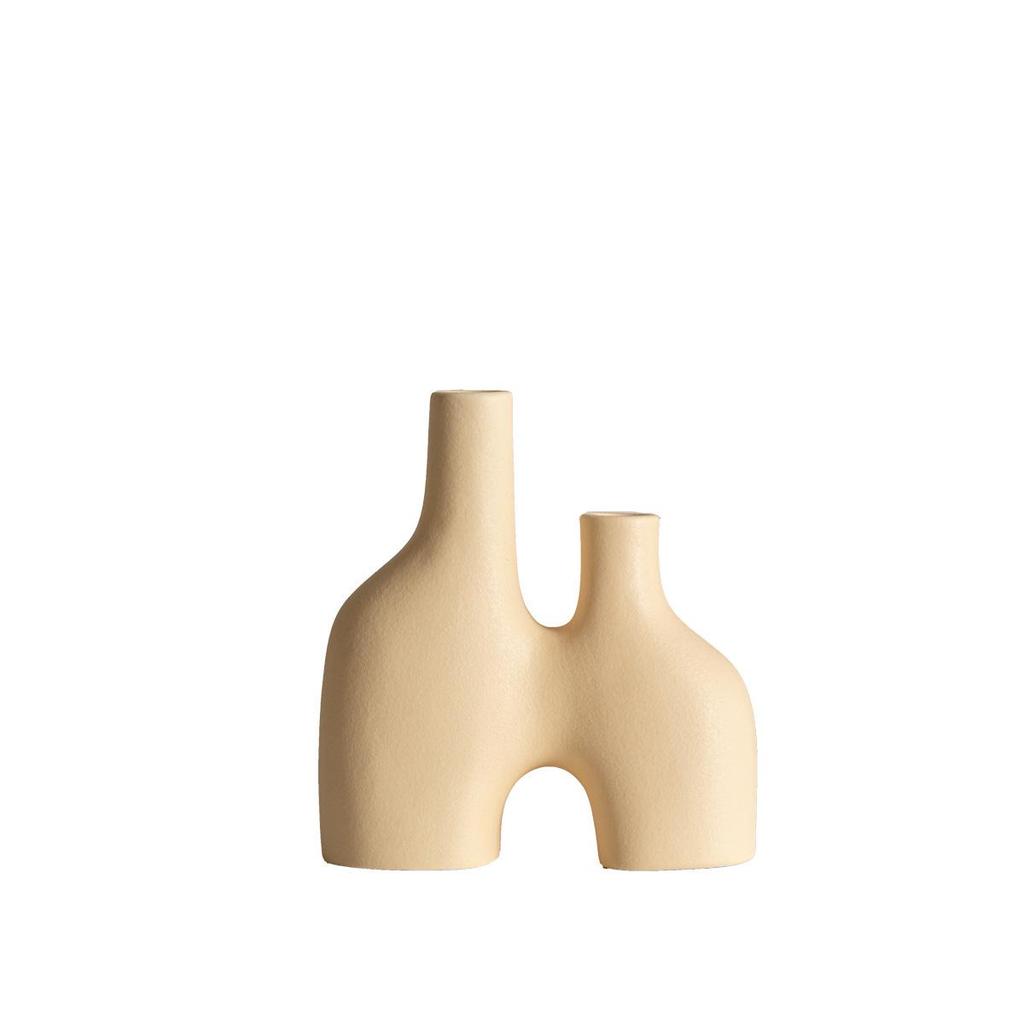 Modern Simple Ceramic Dual-Mouth Flower Vase for Living Room Decoration