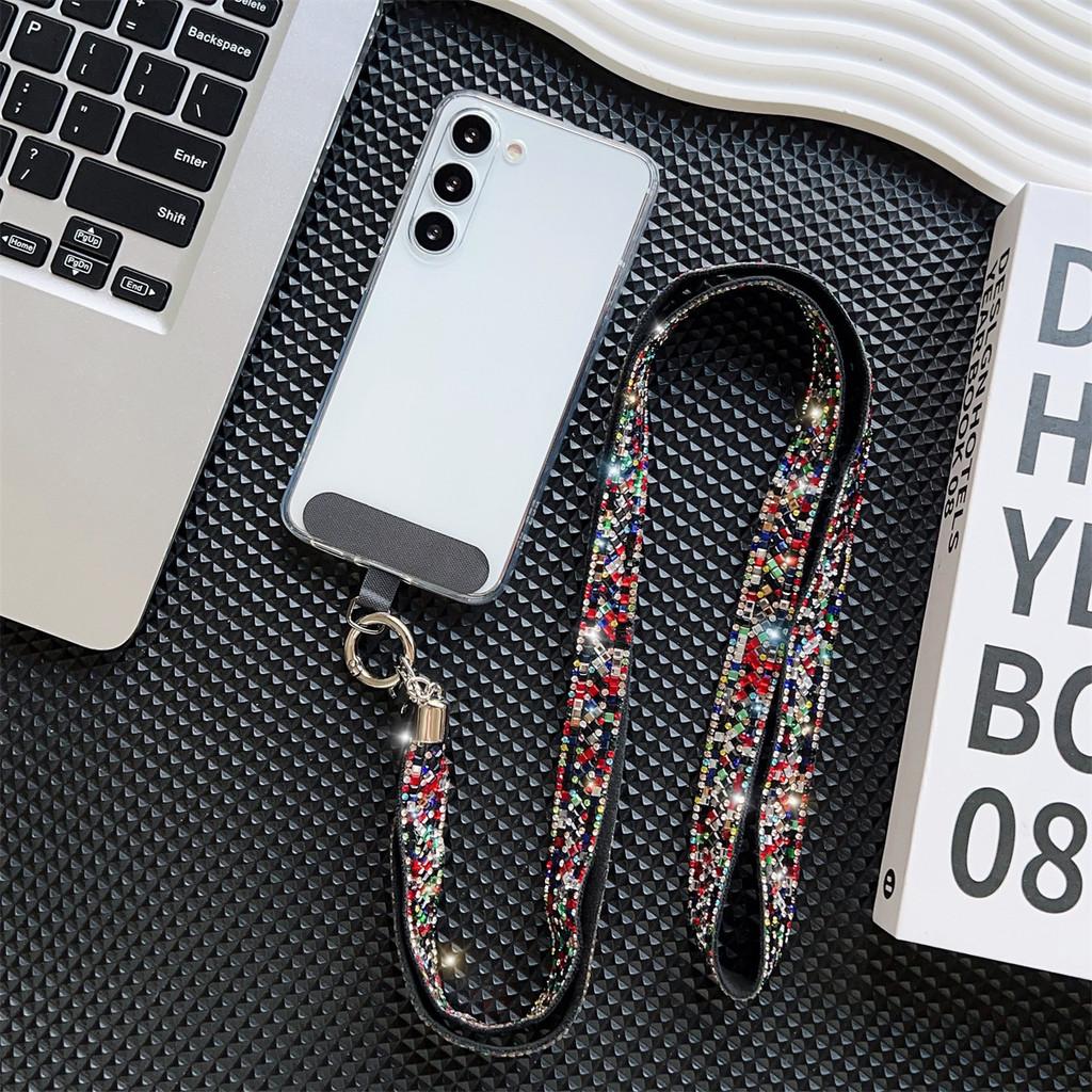 Water Diamond Phone Lanyard With Pvc Wide Strap For Girls And Women