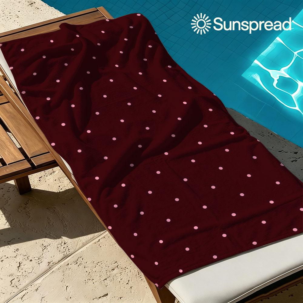 Burgundy Polka Dots Quick Drying Bath Towel Microfiber beach towel light weight swimming camping yoga beach out