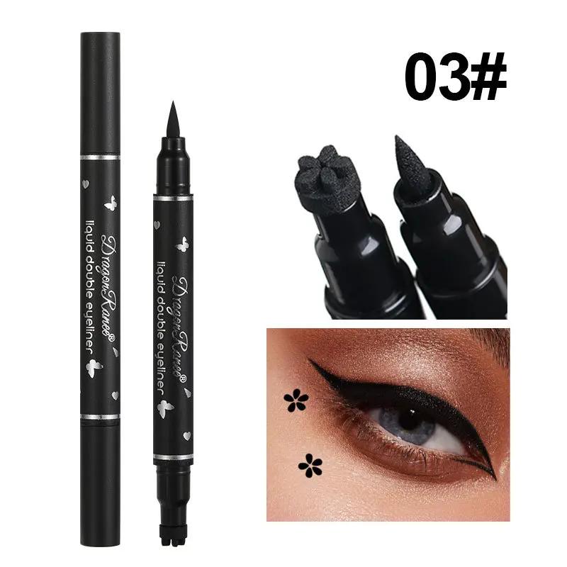 

2In1 Liquid Stamp Eyeliner Pen Double-ended Lazy Eye Liner Pencil Star Heart Stamped Black Eyes Corner Makeup Seal Pen for Women