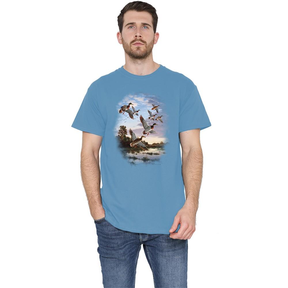 Wildlife Evening Flight Mallards T-Shirt S-3XL Carolina Blue S