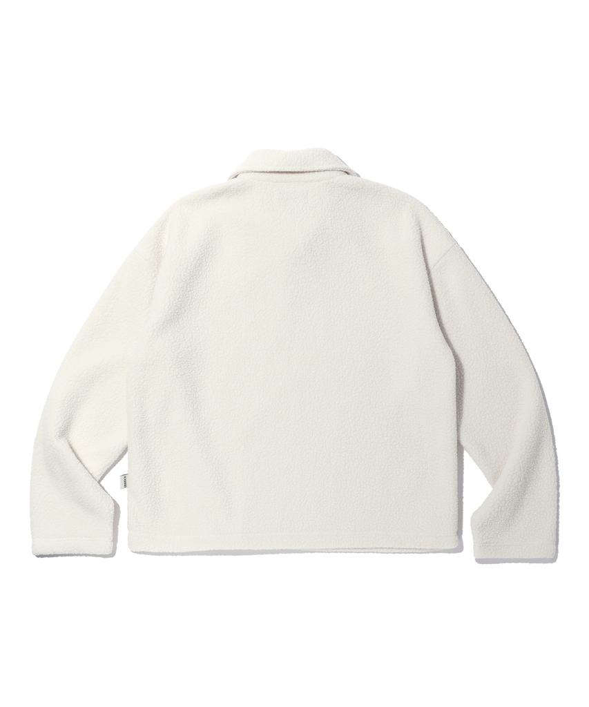 YOUHEE Boucle Half Neck Zip-Up Sweatshirts Ivory