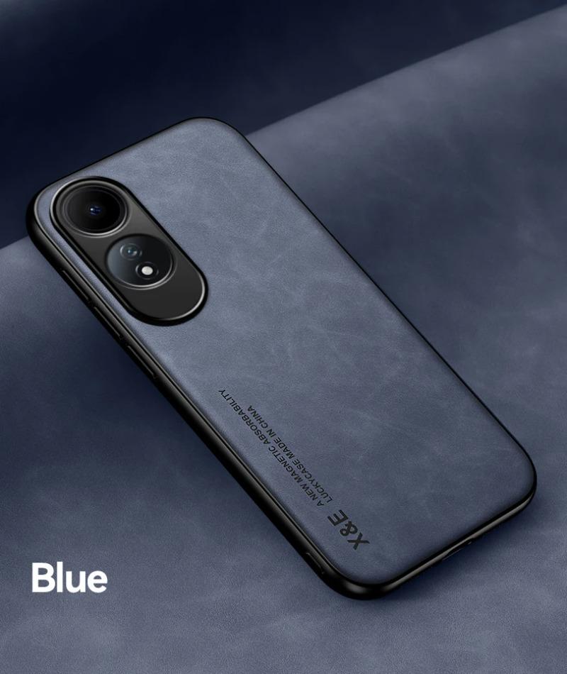 Luxury Leather Case For OPPO A60 4G A79 A58 A78 A98 A57 A97 A96 A95 A53 A32 A74 Cover With Metal Plate Support Car Hold