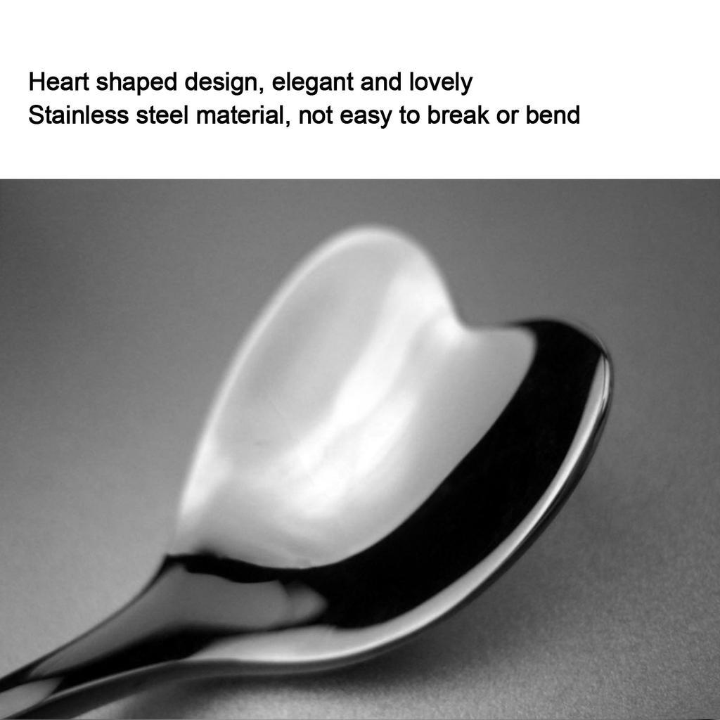 D2 4Pcs Coffee Spoon Stainless Steel Heart Shaped Tea Dessert Sugar Stirring Spoon Cafe Kitchen Gadget Sets Tableware Utensils