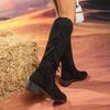 Size 36-43 Thick Heeled Pointed Suede Mid Heeled Boots for Women Autumn and Winter Tassel British Style Mid Heeled Long Boots