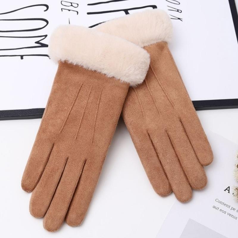 Gloves Winter Velvet Thickened Warm Driving Cute Riding Autumn and Winter Windproof Cold Can Touch Screen Cotton Gloves