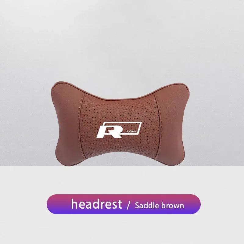 VW Car Leather Headrest Seat Head Support Neck Pillow For Volkswagen Polo Golf GTI CC Tiguan Arteon Passat Jetta Touareg ID.3