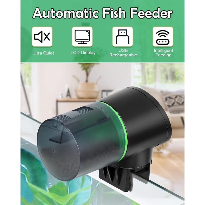 Automatic Fish Feeder for Aquarium - Auto Fish Food Dispenser Rechargeable for Fish Tank Vacation Fish Feeder Timer with USB Charger Cable