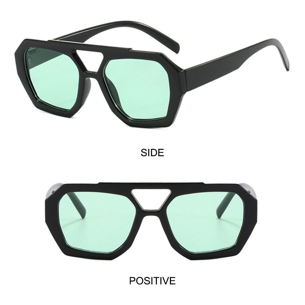 Hexagonal Driving Sunglasses Square Uv400 Protection Thick Frame Shades Designer-Inspired Double Bridge Sun Glasses