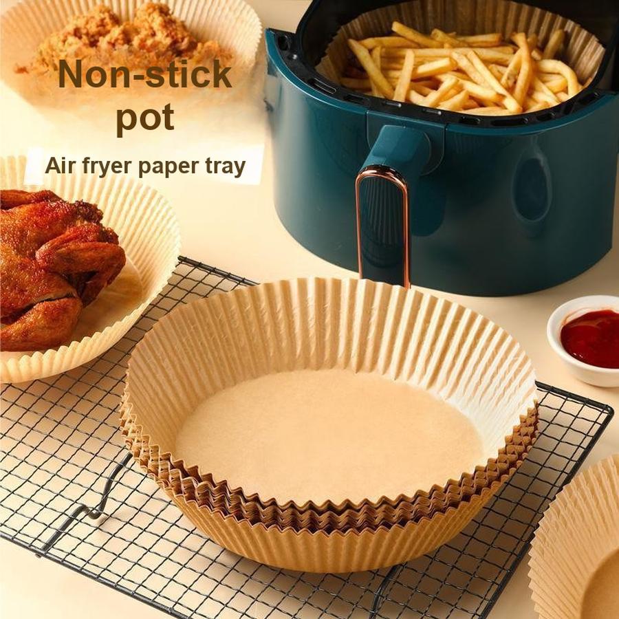Air Fryer Paper Pad, Food Grade Oil Absorbent Paper, Round Tin Foil for Baking, BBQ Silicone Paper, Non-Stick Liner