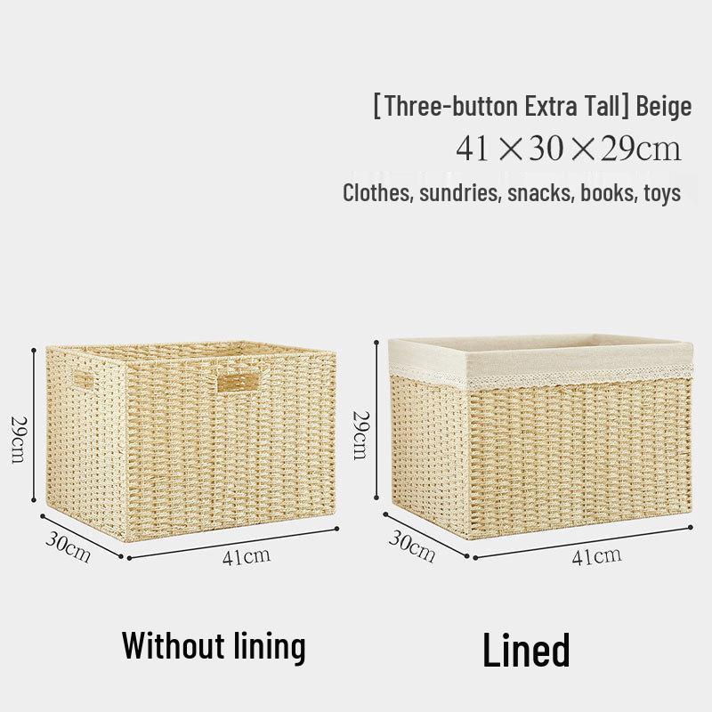 Rattan Woven Storage Basket for TV Stand, Bookcase, and Wardrobe