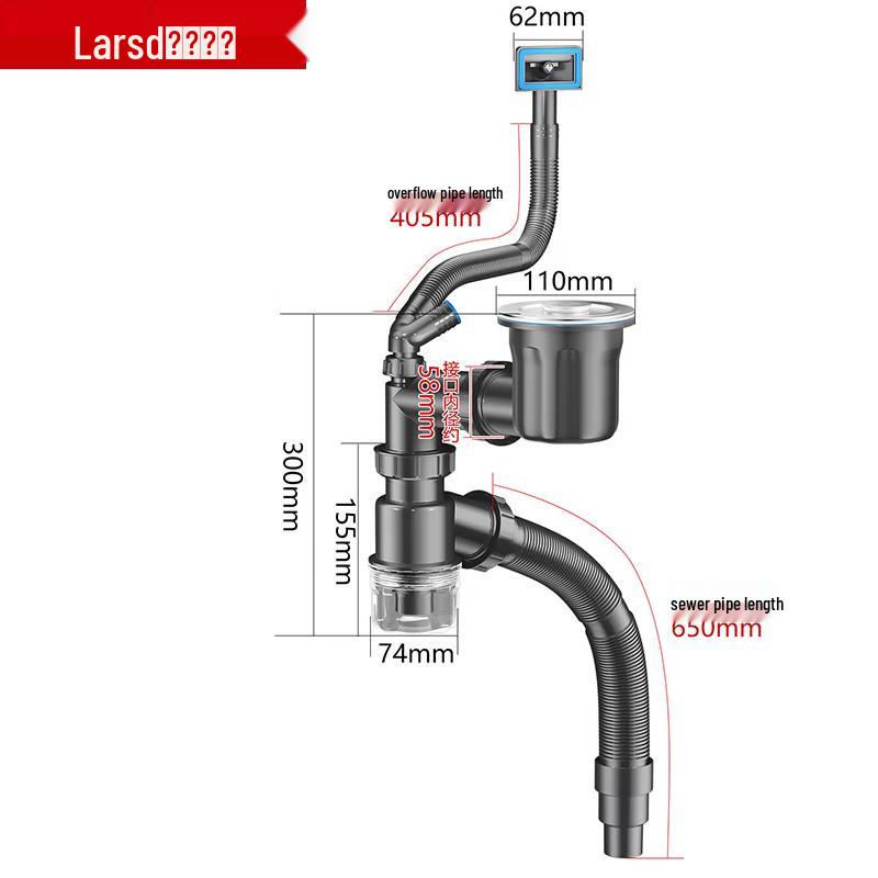 Larsd Kitchen Single Sink Drain Pipe Set