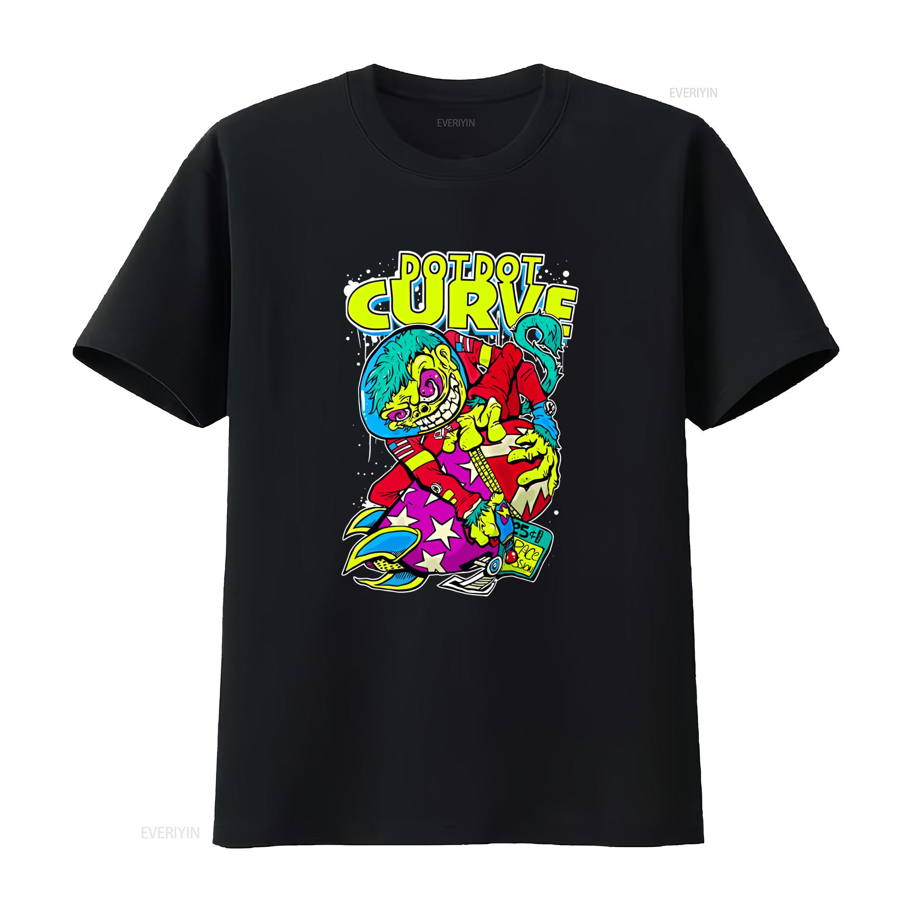 

Vtg DOT CURVE Band Cotton Blue Full Size T Shirt Retro Cartoon Astronaut Design J602 vintage Washed graphic Unisex Casual 4XL