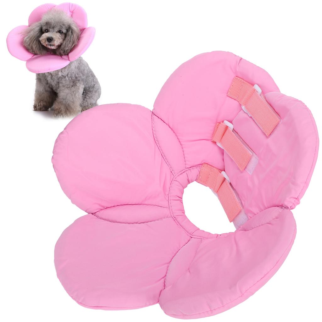 Flower Shape Dog Protective Collar Adjustable Pet Soft Wound Recovery Neck CollarPink M
