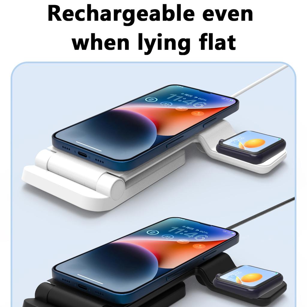 Stojak do ładowania bezprzewodowego 3 w 1 30 W Przenośna stacja szybkiego ładowania dla iPhone 16/15/14 Pro Max iWatch 9/8/7/6/5 Airpods 3/2