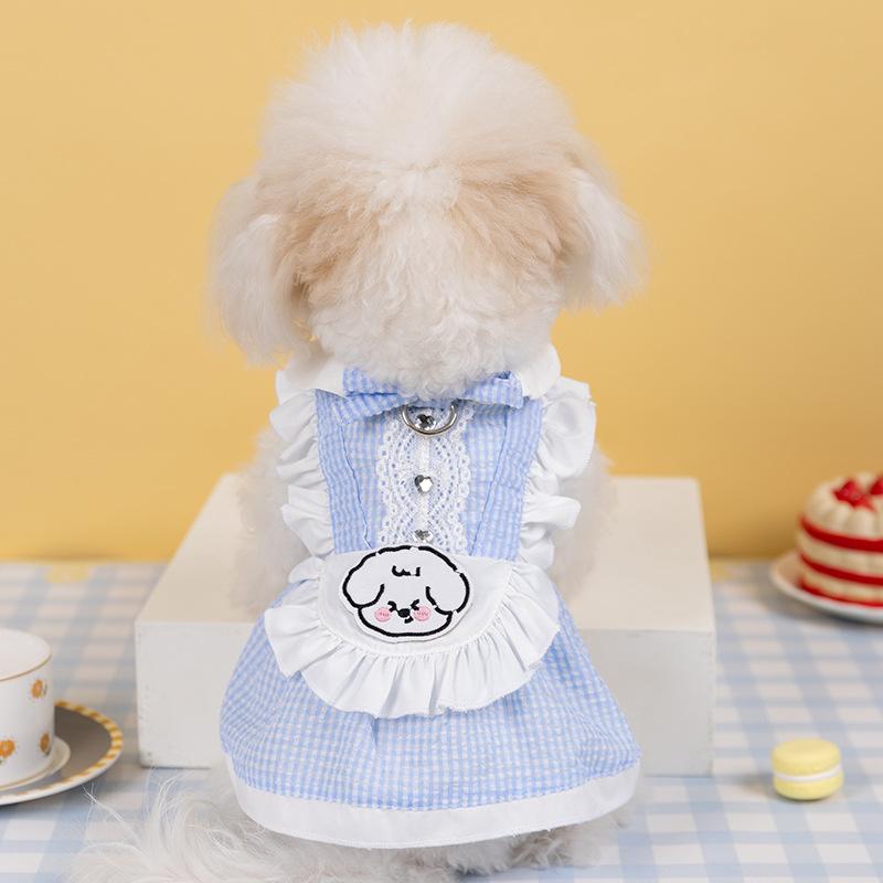 

25 лет новая весенне-летняя юбка для собаки тонкая дышащая тяговая принцесса стиль платье-тедди одежда для питомца XXL (recommended weight 15-10 kg) синий