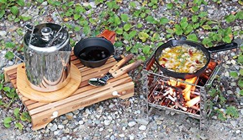 Captain Stag UG-43 Silber BBQ-Grill, Lagerfeuerstelle, 3-in-1, faltbarer Kamado Smart Grill, B6-Typ, mit Tasche, 3 einstellbare Stufen, für 1 Person
