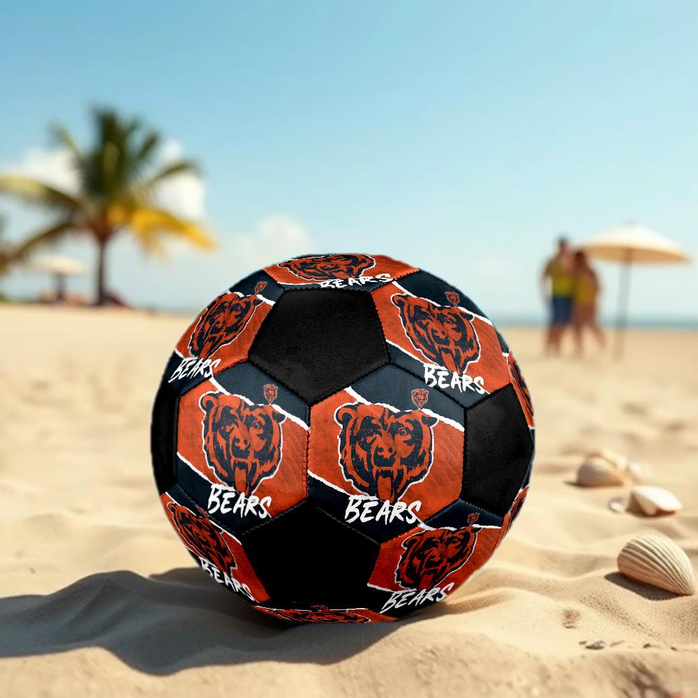 Chicago Bears Soccer Ball Colorful All Ages Machine Stitched PVC Competition Ready Durable High-Bounce.SIZE5