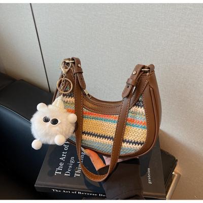 Seaside Underarm Straw Bag Women's 2025 Summer New Fashion Casual Beach Bag Simple Shoulder Oblique Span Bag