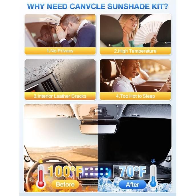 Frontrute solskjermdeksel Passer til Toyota 4Runner 2010-2023 2024 Side bakvindu Visir Full Window Visir Sett Personvern Behold kjøretøy