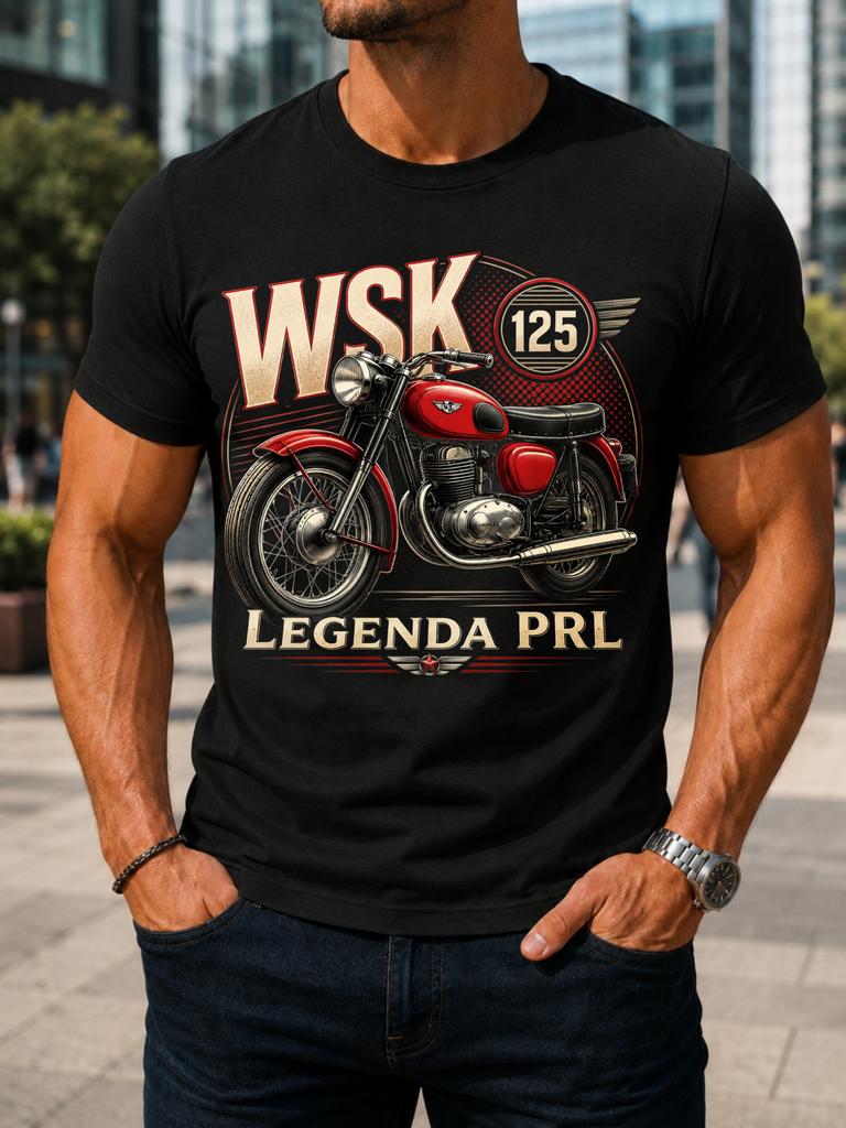 Wsk 125 Legende Prl Verzierter Roter Klassischer Motorrad Mit Dekorativer Beschriftung Vintage Polnische Straße Unisex Alles T-Shirt