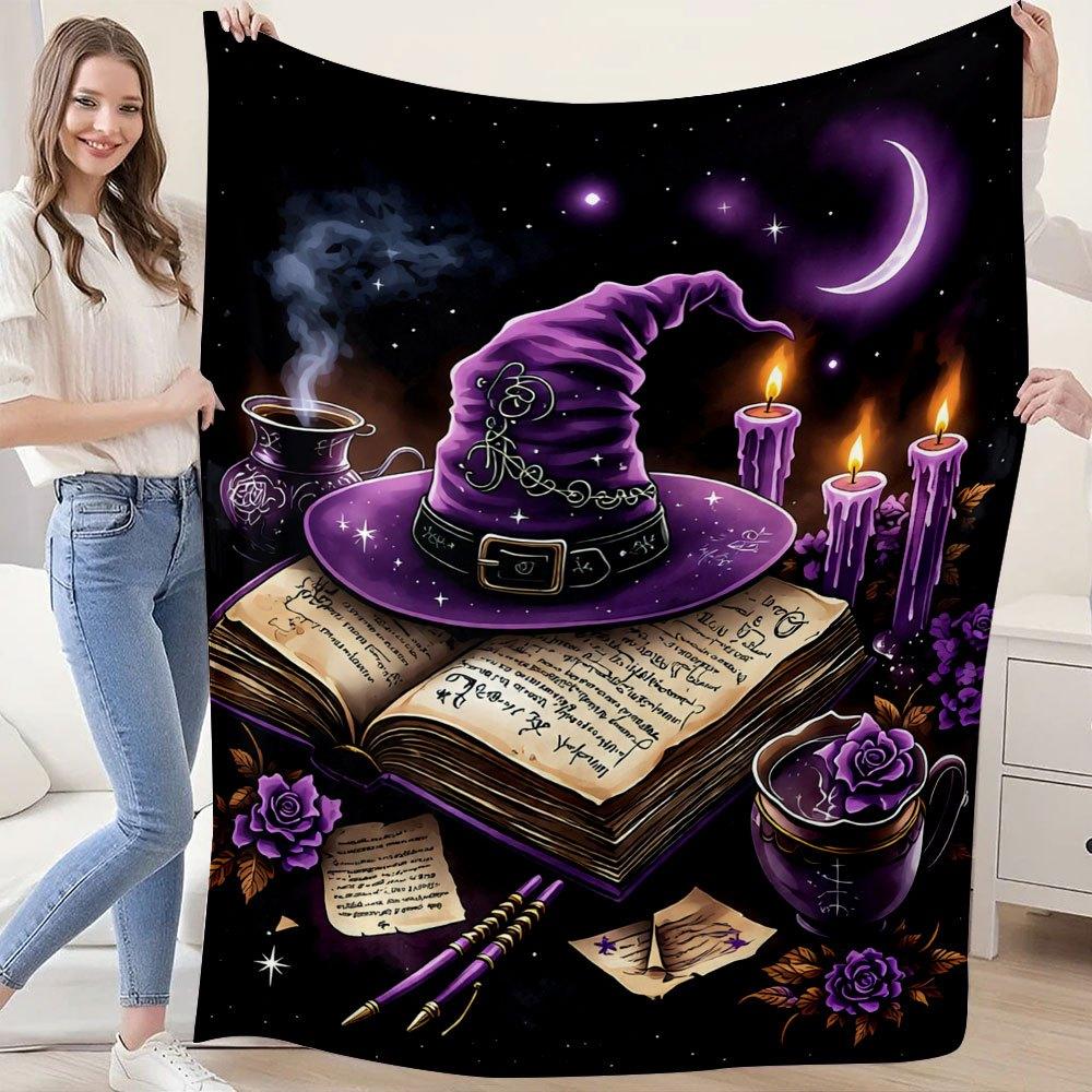 1pc Christmas Halloween Holiday Printed Flannel Nap Blanket, Office Air Conditioning Gift Throw