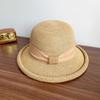 New Trendy Elegant Rolled Brim Raffia Hat With Satin Band Casual Beach Sun Hat Women Summer Vacation Boho Wedding Outdoor Caps