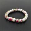 B21 Blue White Pattern Creativity Porcelain  Printing Exquisite Stretch Bead Bracelet 8MM  Plum Blossom Bead Bracelet Jewelry