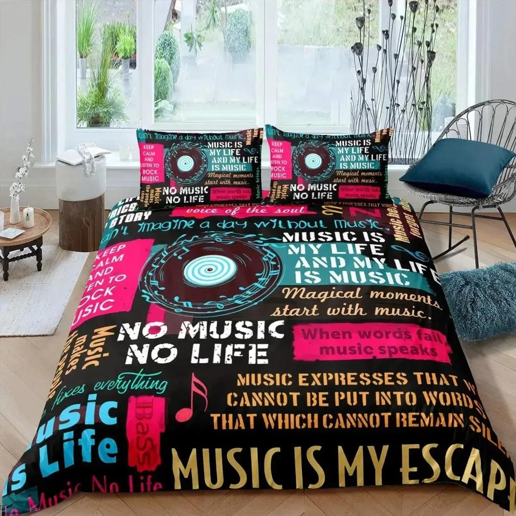 Rock Music King Queen Duvet Cover Electric Guitar Punk Style Bedding Set Youth Fashion Hip Hop 3D Polyester Comforter Cover