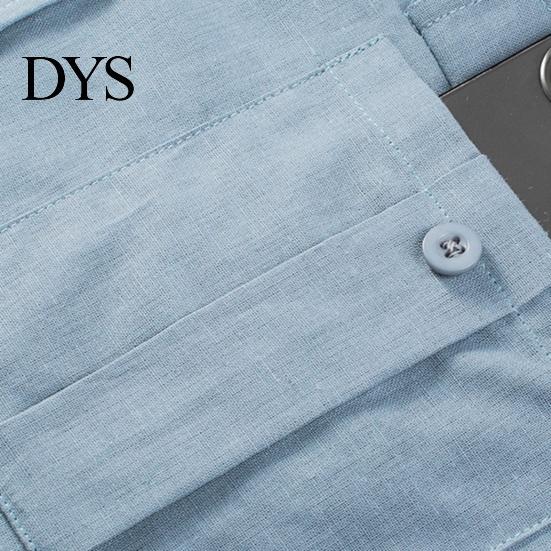Lässiges Herrenhemd Einfarbige Revers Langarm Klappe Normale Passform Taschen Einreiher Lockere Oberteile Arbeitskleidung