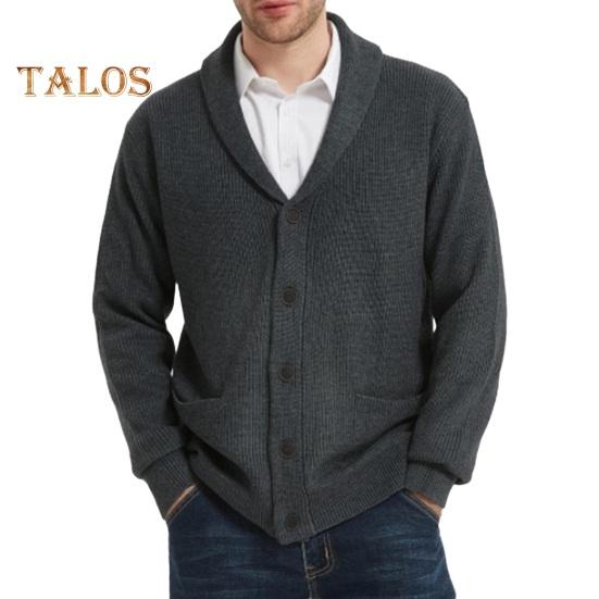 Men's Wool Blend Coat Shawl Collar Sweater Cardigan with Pockets Soft Warm Knitwear Winter Jacket for Work Parties And Sports