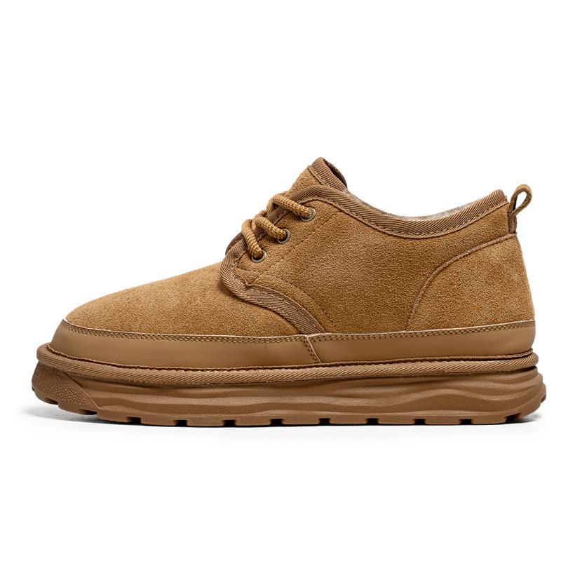 Northeast snow boots men's leather short boots 2025 winter velvet thickened one-pedal large cotton shoes warm bread shoes