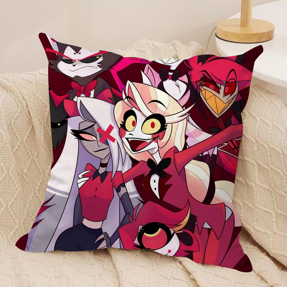 Cartoon Hhazbin Hhotel Cushion Cover Soft Plush Fabric DoubleSided Printed Cushion Covers for All Seasons Home Decor