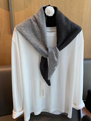British Korean Triangle Scarf Niche  Wool Triangular Scarf Women 2Colours Headscarf Knitted Multi-Functional Warm Neck Scarf