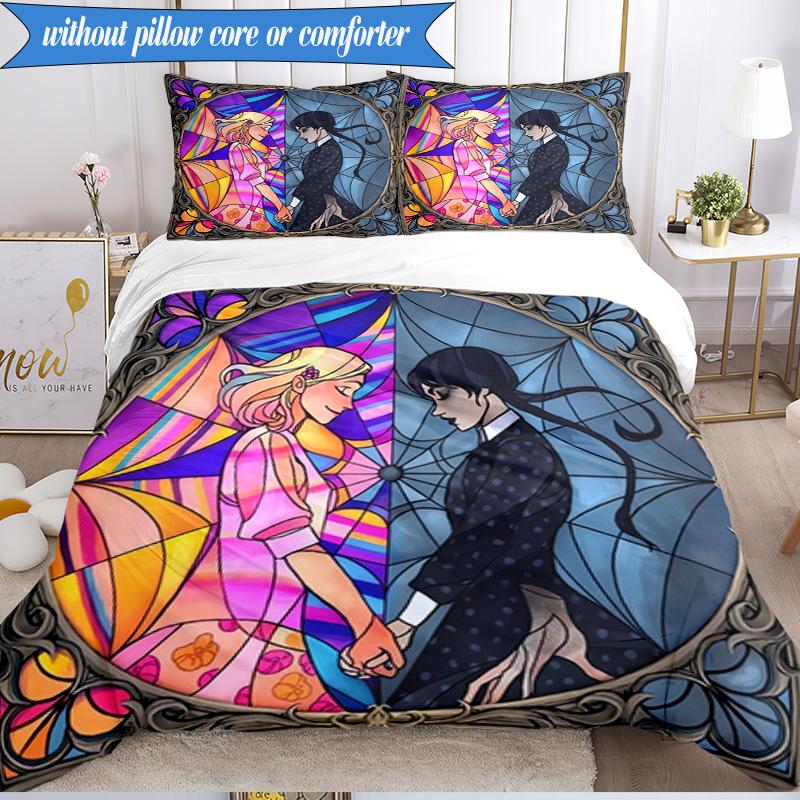 Stained Glass Gothic Romance 3pcs K-pop Music Group Bedding set,Ideal for Bedroom, Dormitory,Including Duvet Cover And 2pcs Pillowcases,Fan Gifts